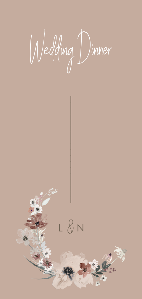 Elegante Menükarte in Sandton mit halbem Blumenkranz