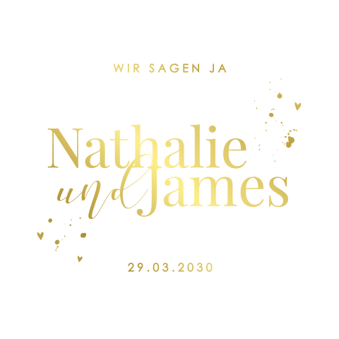 Schicke runde Hochzeitskarte mit Goldfolie