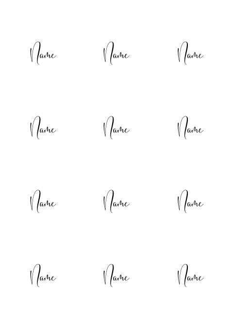 Namenskarten Hexagon mit weißem Hintergrund | 5x6 CM | 12 Stück