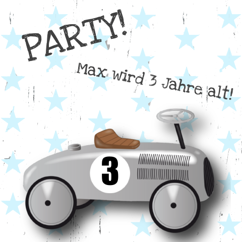 Einladung zum Kindergeburtstag mit Vintage-Auto