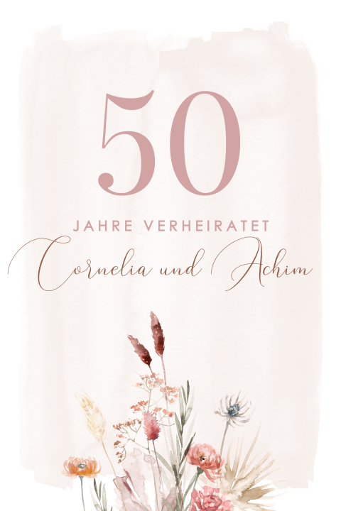 Einladung zur goldenen Hochzeit mit Feldblumen