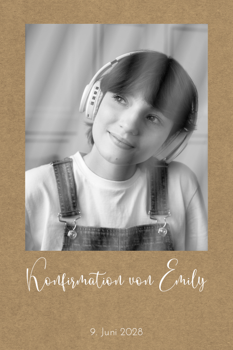 Einladung zur Konfirmation im Kraftlook mit Hochglanzfotos