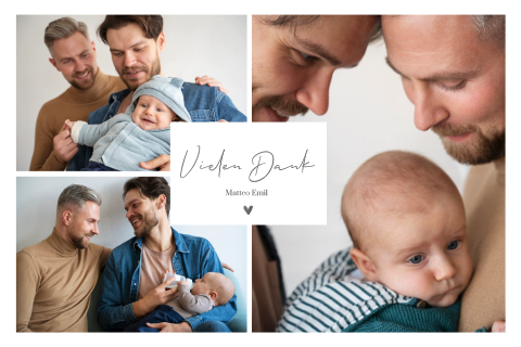 Danksagung zur Geburt mit Fotos und schwarzem Hochglanz