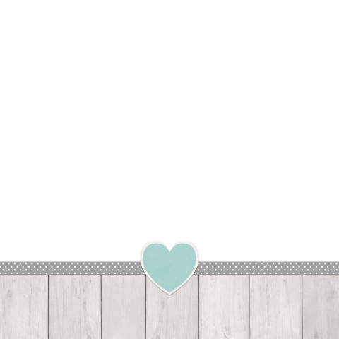 Umschlag mit Holzdesign, Punkten und blauem Herz