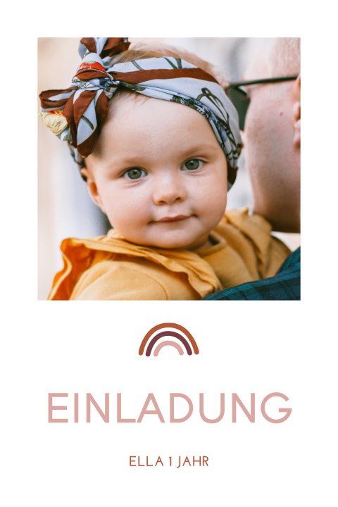 Einladung für einen Kindergeburtstag mit Foto und Regenbogen