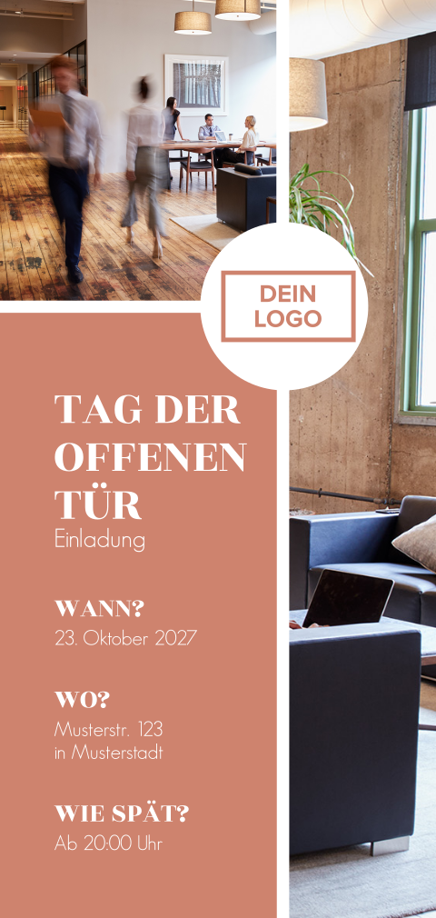 Geschäftliche Einladung zum Tag der offenen Tür mit Fotocollage