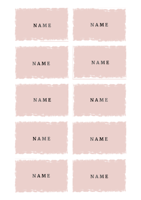 Namenskarten in Rosa mit schwarzen Namen in Hochglanz