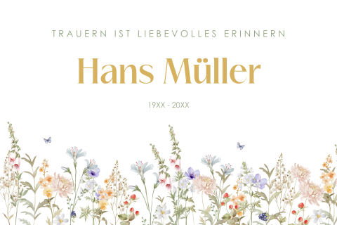 Trauer Danksagung Klappkarte mit Blumenwiese