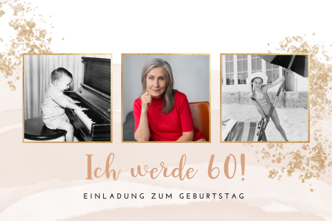 Tolle Einladung zum 60sten Geburtstag mit drei Fotos