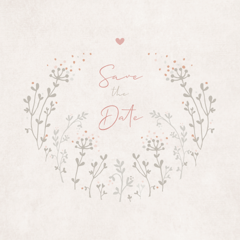 Save the date Karte mit grafischen Blumen für Hochzeit