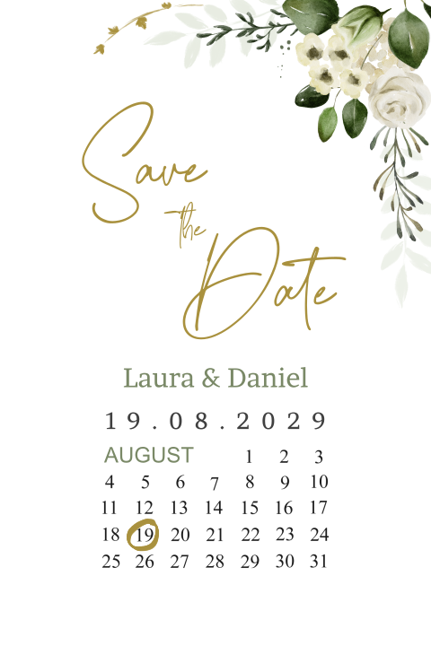 Save-the-date Karte mit romantischen Blumen