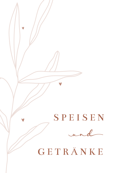 Rostbraune Menükarte mit gezeichneter Blume