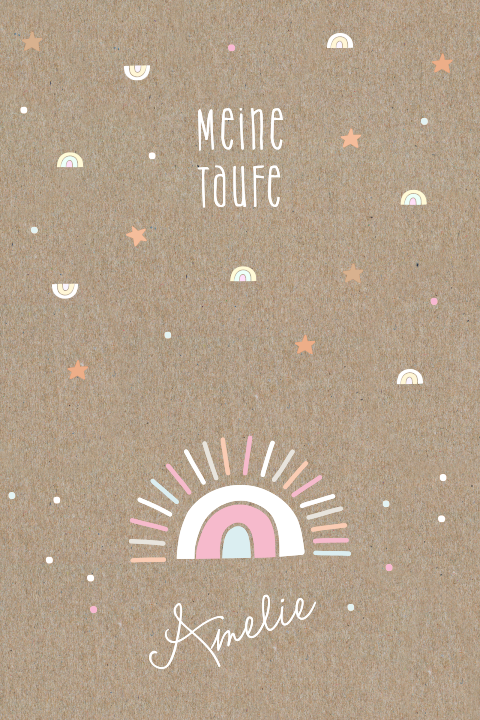 Einladung zur Taufe im Kraftlook - Sanfter Regenbogen mit Foto