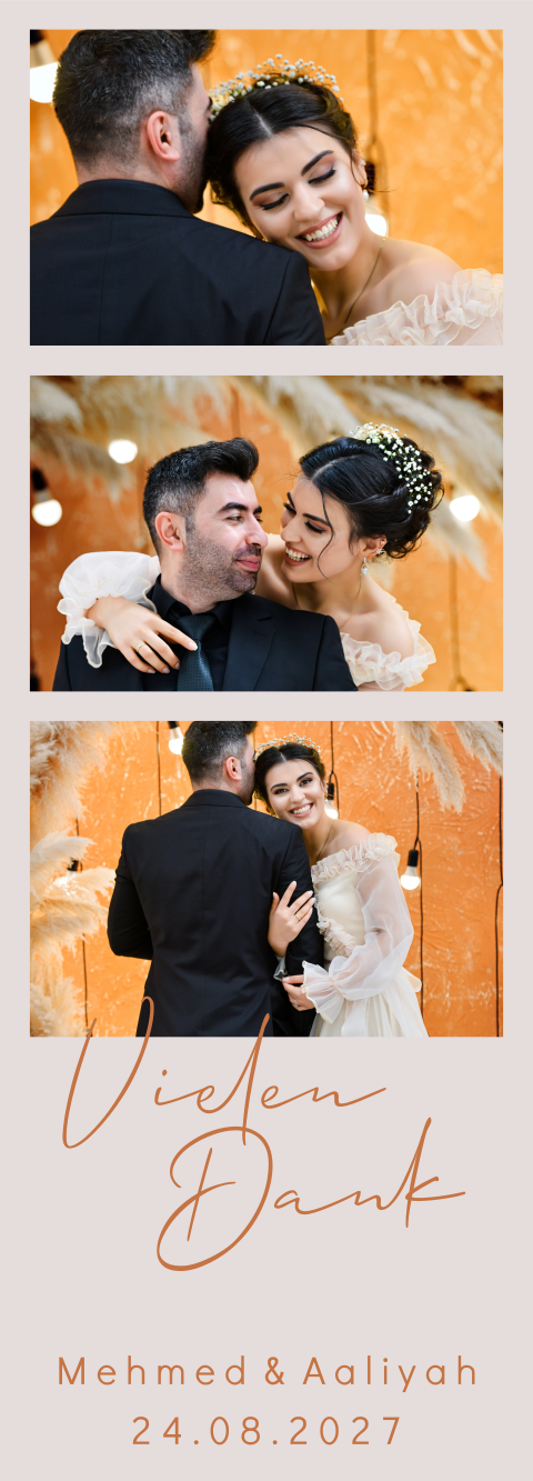 Dankeskarten Hochzeit günstig Fotostreifen | Set von 3 Stück