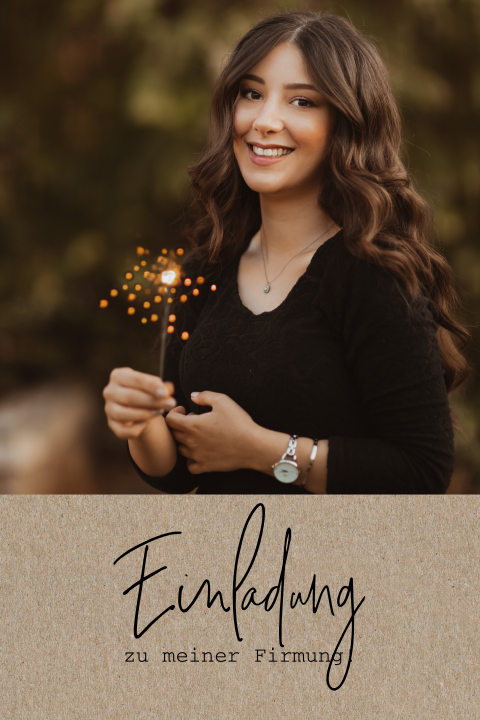 Hippe Einladung zur Firmung mit Foto und Kraftlook