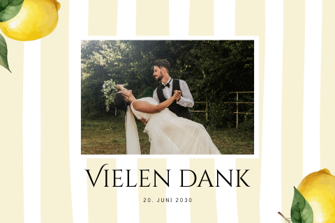 Dankeskarte mit Foto und mediterranem Zitronen Motiv
