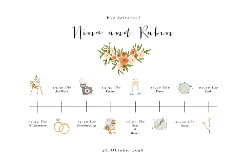 Hochzeitseinladung mit Blumenherz