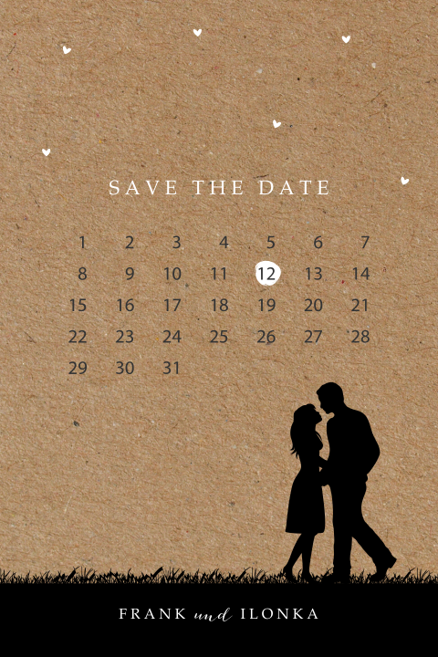 Save the Date Karte mit Kalender und Silhouette