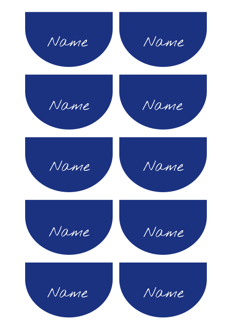 Namenskarten Blau in Bogenform