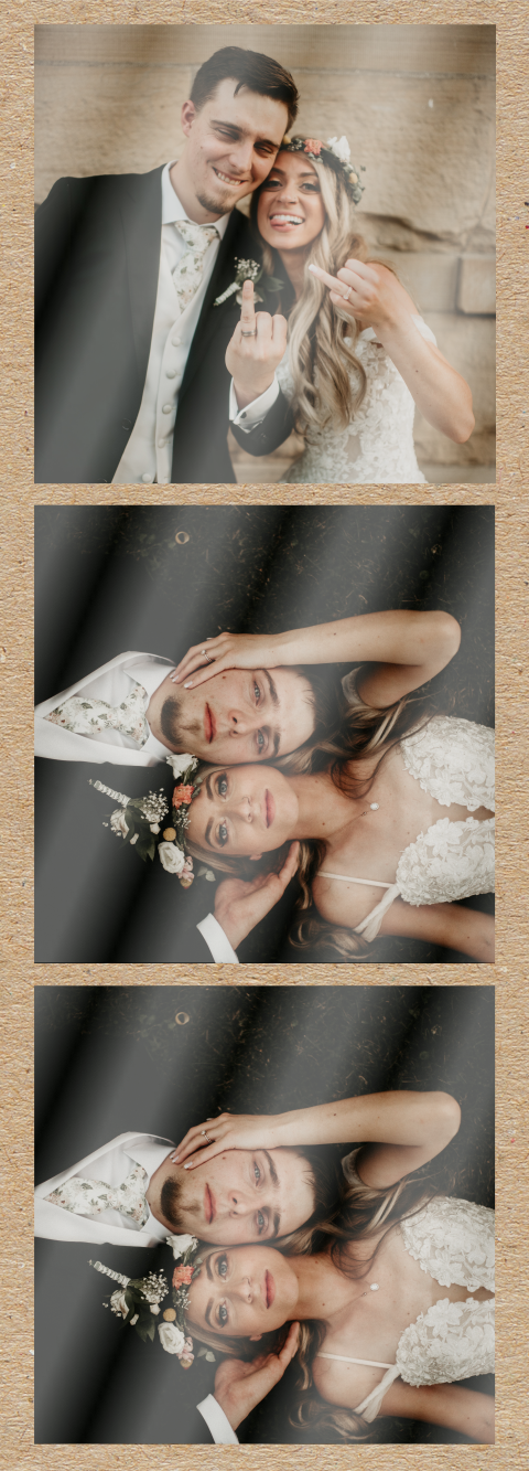 Fotostreifen Kraftlook Dankeskarte Hochzeit Set von 3 Stück