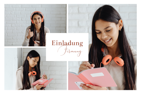 Klassische Einladung zur Firmung mit 3 Fotos