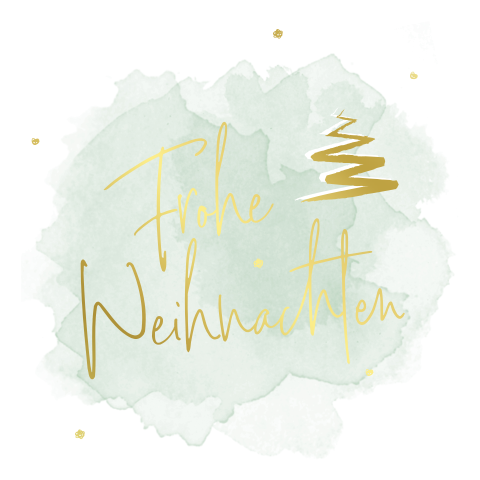 Geschäftliche Weihnachtskarte mit Aquarell und Goldfolie