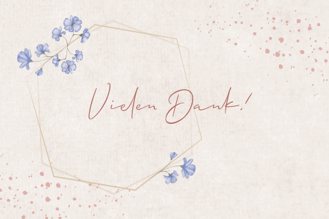 Botanische Danksagungskarte Hochzeit mit gezeichneten Blumen