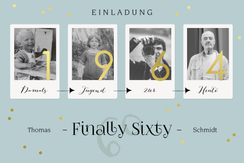 Einladung zum Geburtstag - Finally 60 Jahre mit Goldfolie