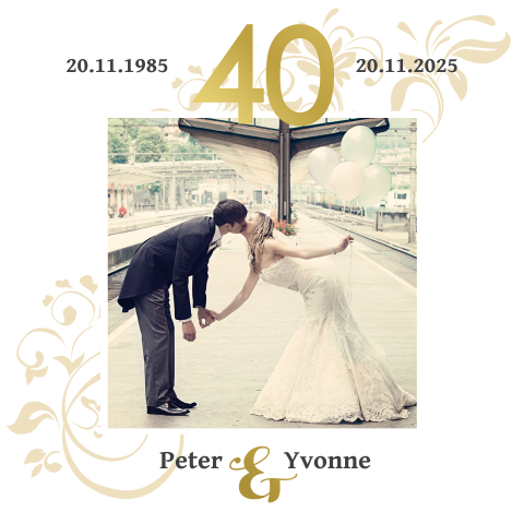 Romantische quadratische Einladung zur Rubinhochzeit mit Foto