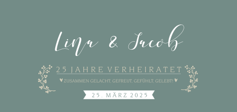 Stilvolle Silberhochzeitseinladung mit Zweigen