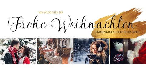Weihnachtskarte mit goldenem Pinselstrich