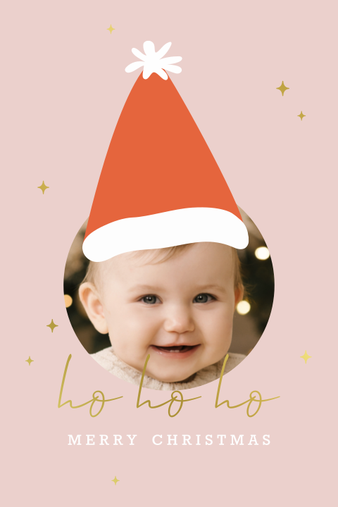 Witzige Weihnachtskarte in Rosa mit runden Ecken