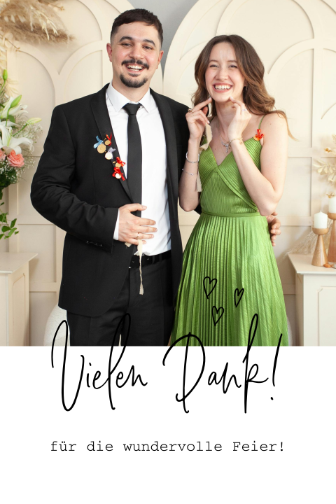 Dankeskarte mit Foto und Herzen