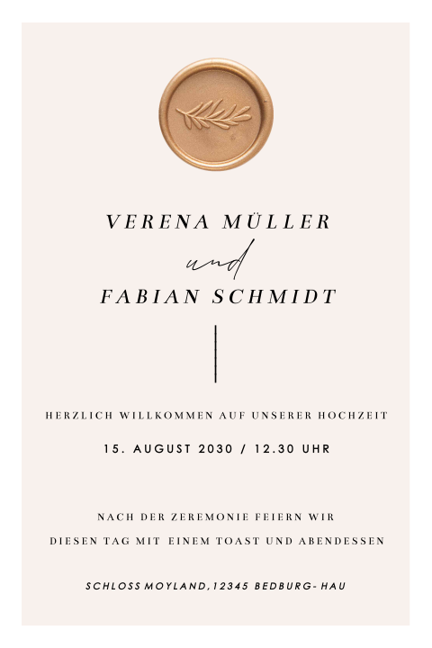 Originelle Hochzeitseinladung im Urkundenstil | Optionales Siegel