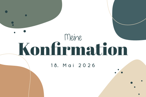Einladung zur Konfirmation mit modernen Farbflächen