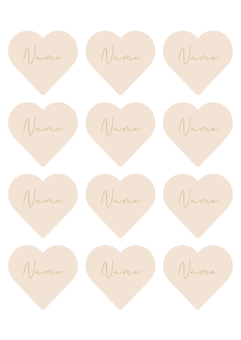 Namenskarten in Herzform, rosa