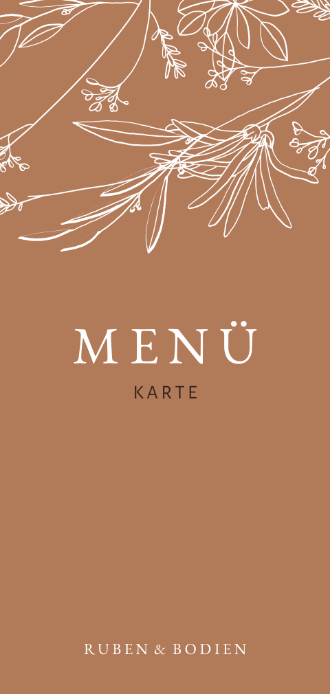 Doppelte Hochzeitsmenükarte  in schickem Braunton