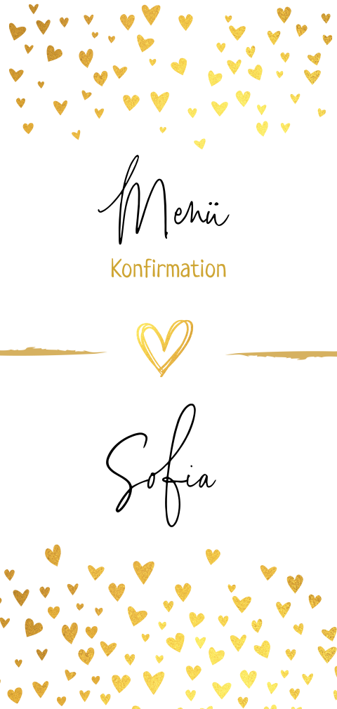 Sehr elegante Menükarte für die Konfirmationsfeier