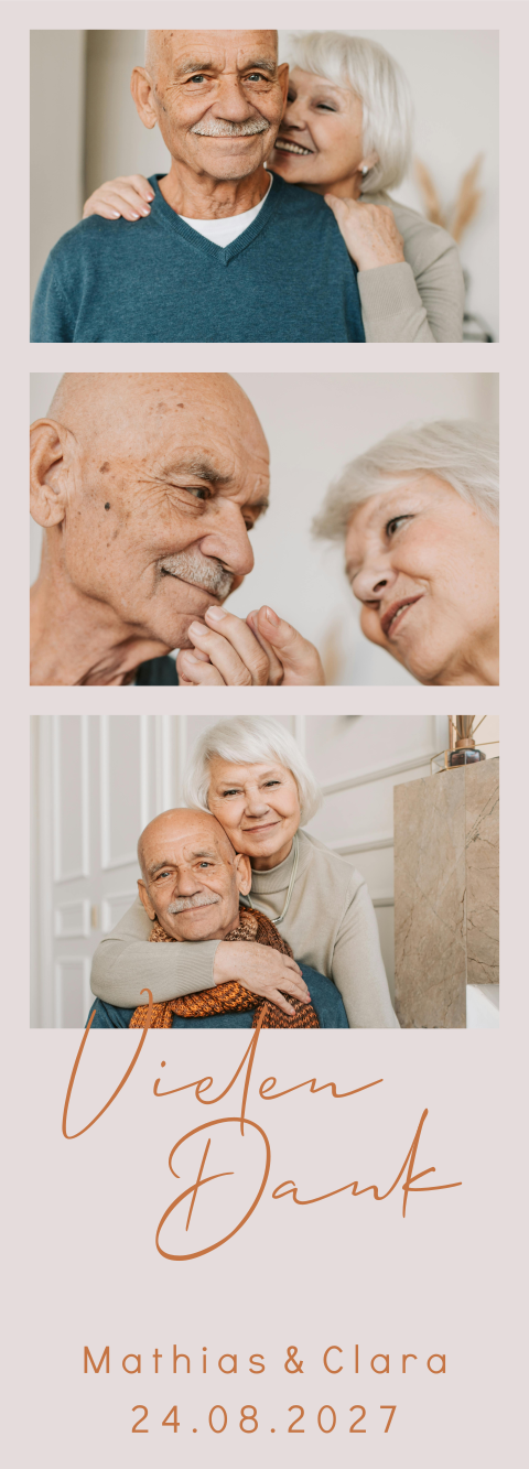 Danksagungskarte zur goldenen Hochzeit Fotostreifen | Set von 3 Stück