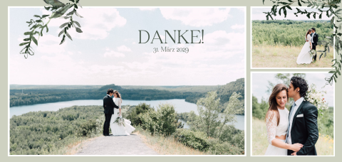 Stilvolle Dankeskarte mit Fotocollage und Zweigen