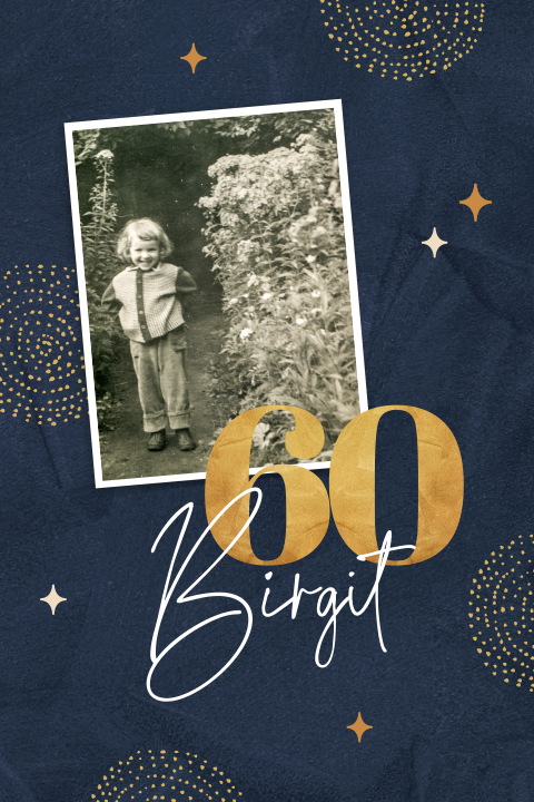 Schicke doppelseitige Einladung zum Geburtstag mit Foto