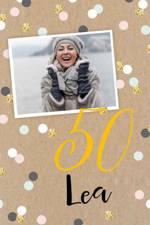 Einladung zum 50. mit Foto und Konfettiregen