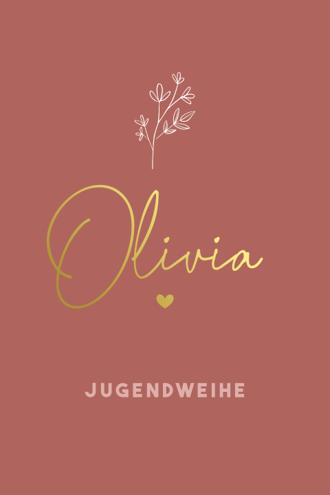 Einladung zur Jugendweihe mit Goldfolie und Blumen