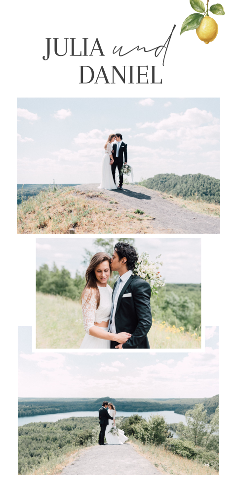 Dankeskarte Hochzeit mit Zitronen und Fotos