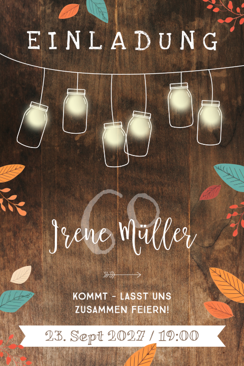 Geburtstagseinladung zum 60sten in Herbststimmung