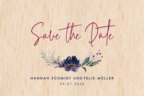 Elegante Save-the-date Hochzeitskarte mit Aquarell