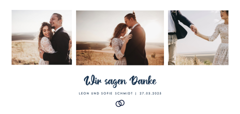 Dankeskarte Hochzeit mit Foto und Eheringen