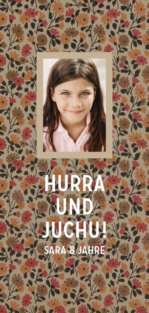 Längliche Geburtstagseinladung mit Foto und runden Ecken