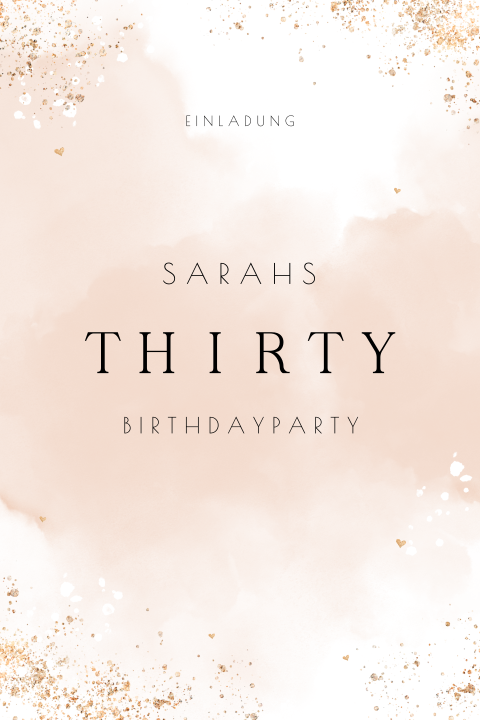 Hippe Birthdayparty-Einladung mit goldenen Sprenkeln