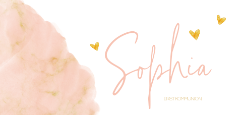 Hippe Einladung Erstkommunion Mädchen Peach und Gold Look